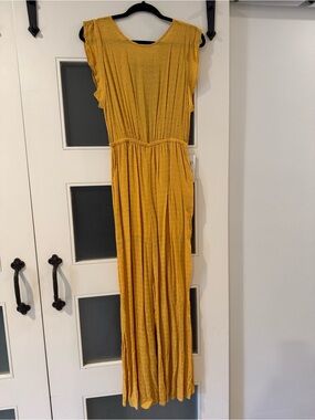 Mustard Yellow V-Neck back Women's jumpsuit